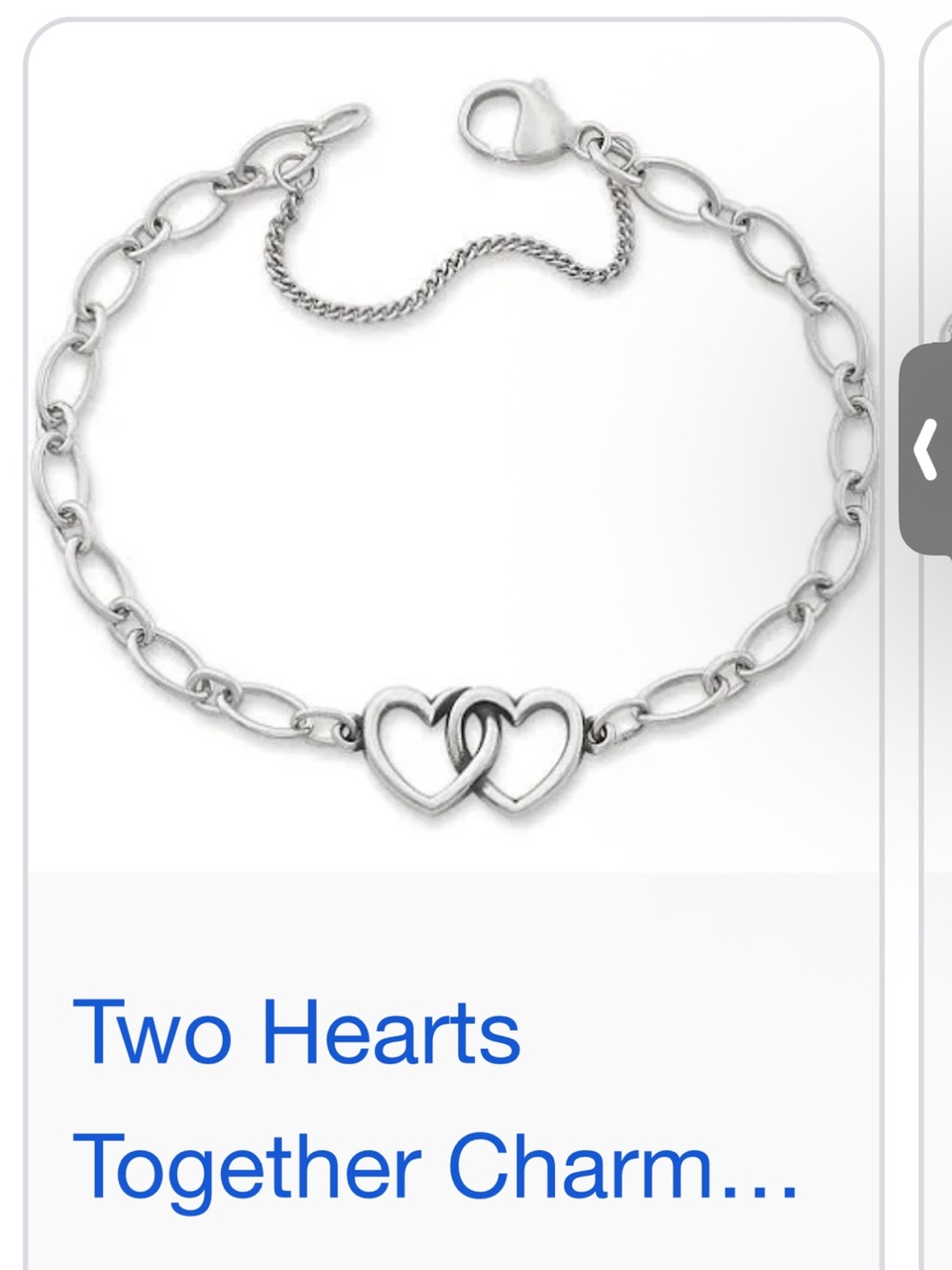 James Avery Hearts Together Charm Bracelet